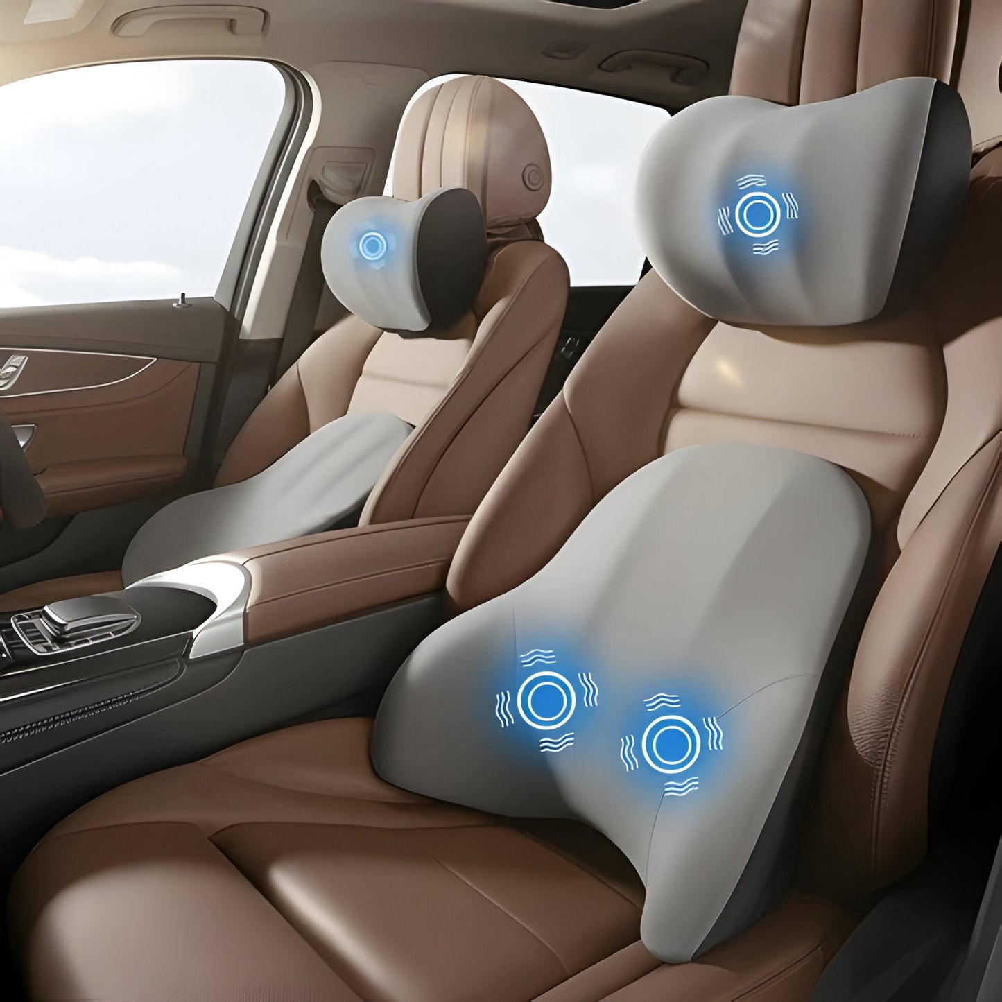 Heated Back and Neck Support Pillow for Home and Car