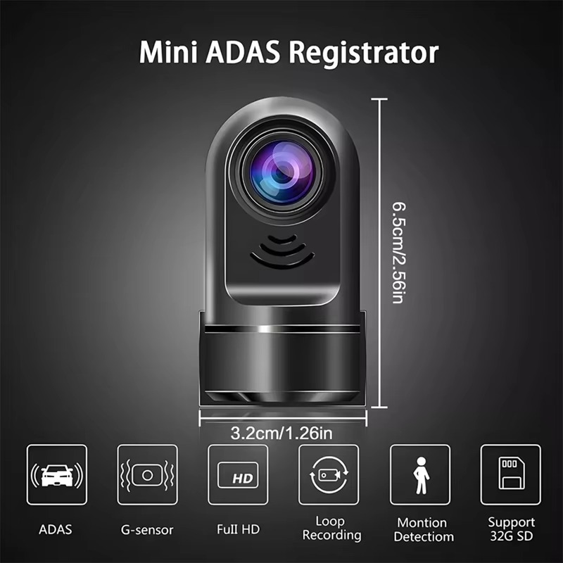 Full HD 360° Rotating Compact Dash Cam with Night Vision