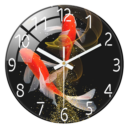 Large Round 12 Inch Black Wall Clock for Living Room - Hehif