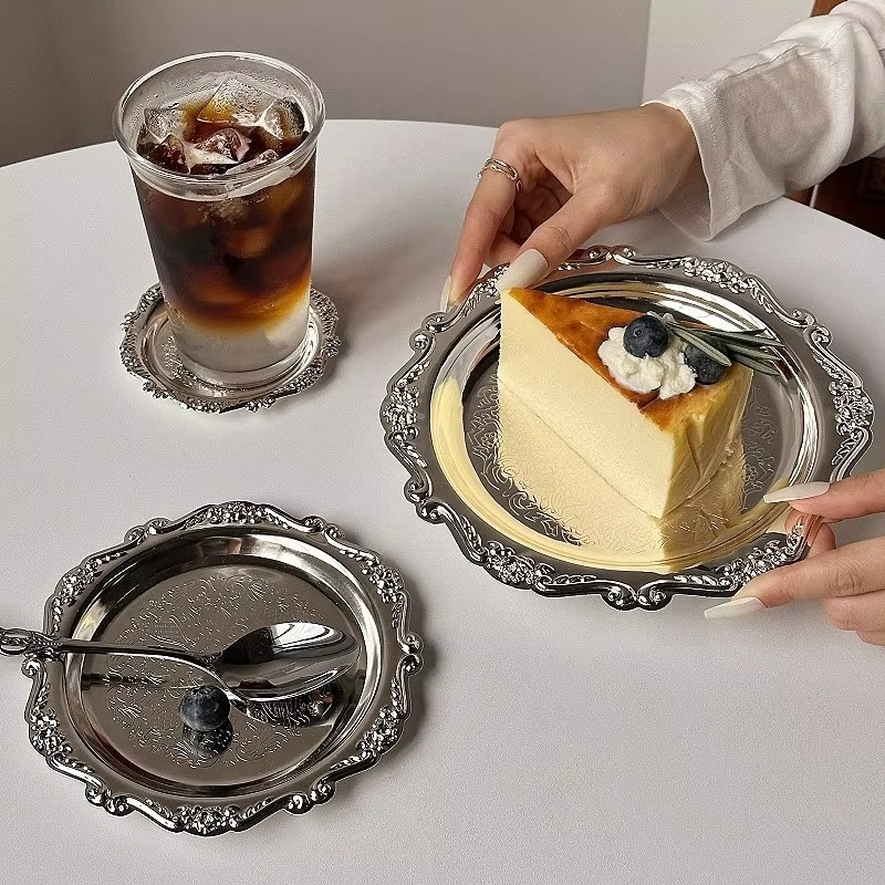 Elegant Metal Serving Tray for Cake and Dessert Display