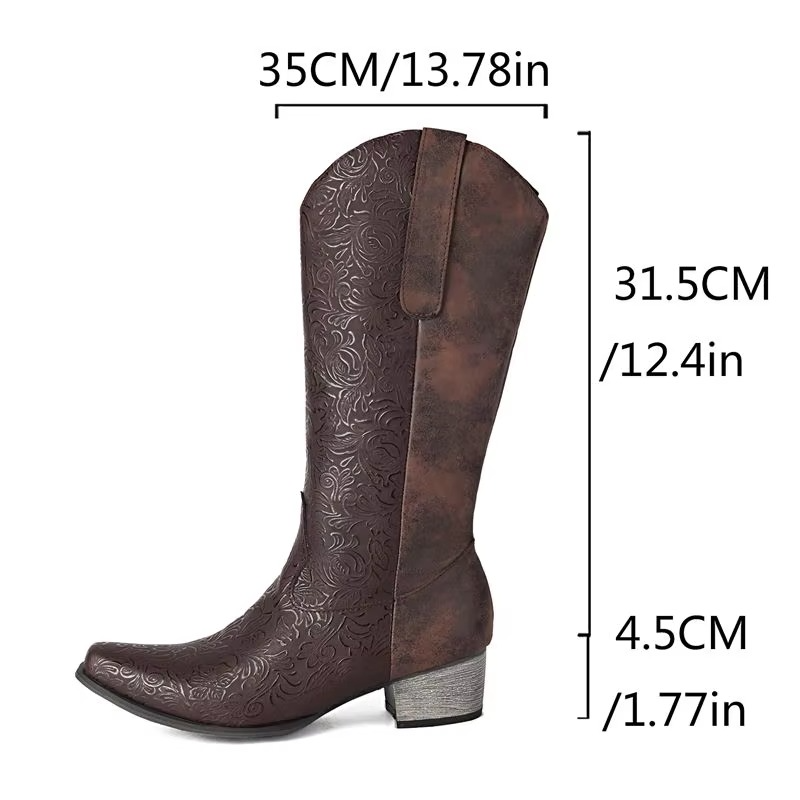 Comfortable Low Heel Western Boots for Women