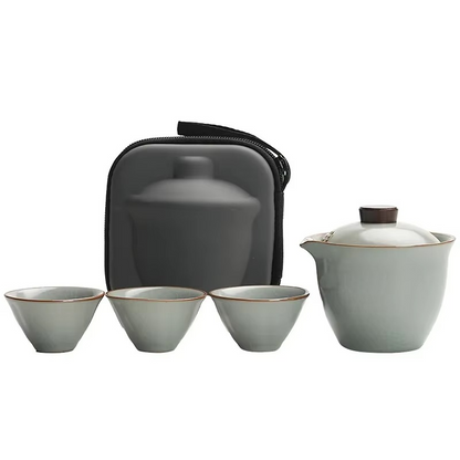 Compact Ceramic Tea Set for Home and Travel - Hehif