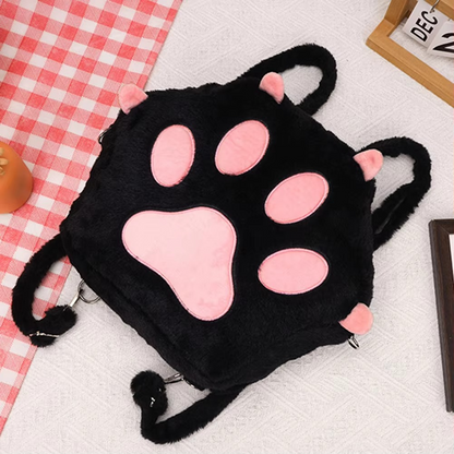 Cute Kitty Faux Fur Backpack Handbag for Women