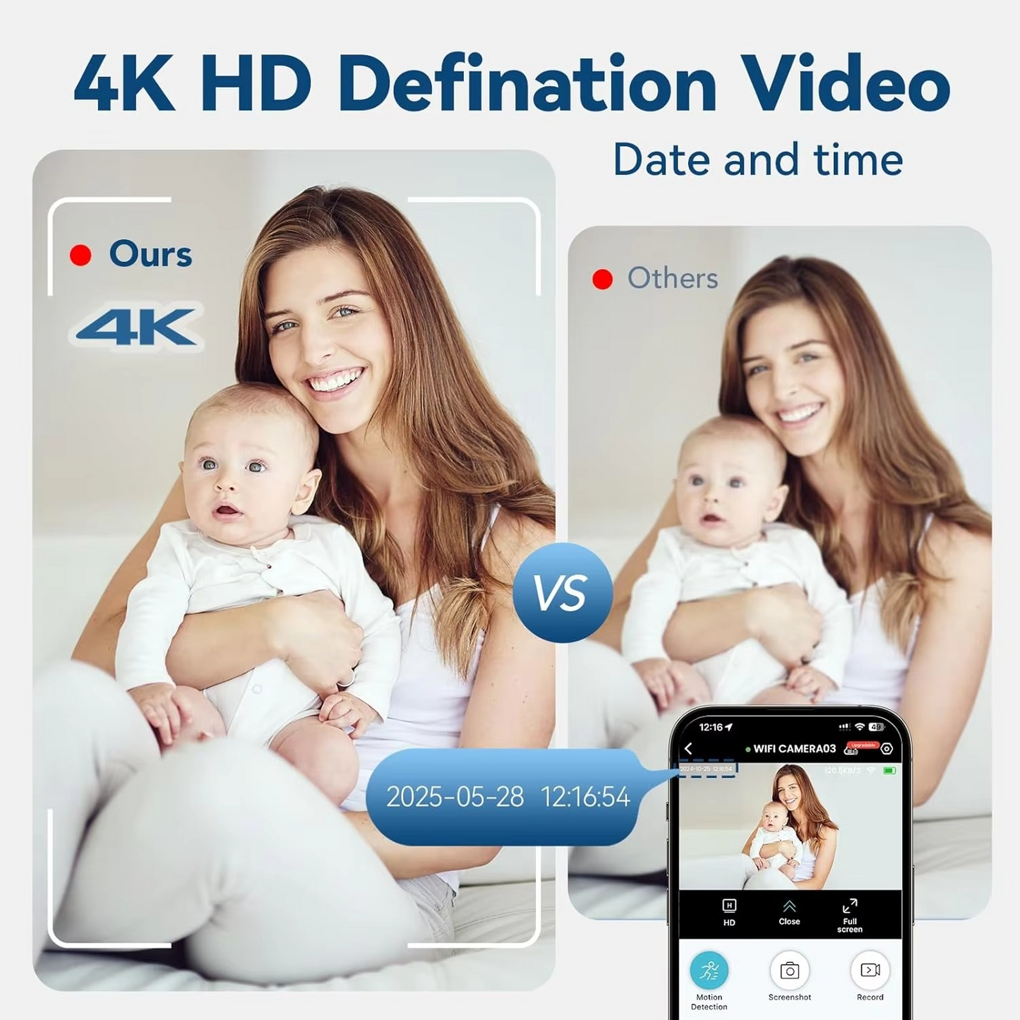 Compact 4K WiFi Security Camera with Motion Alert