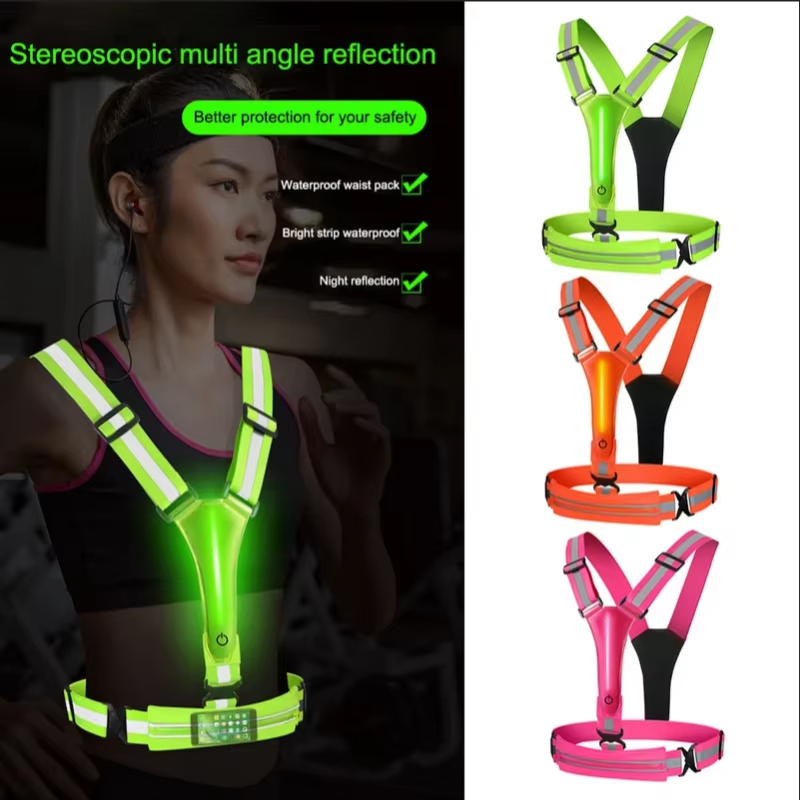 Visible Reflective Work Vest with Adjustable Fit and USB Lights