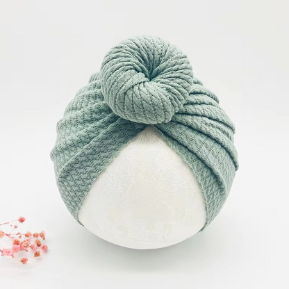 Soft Cable Baby Hat with Floral Headband