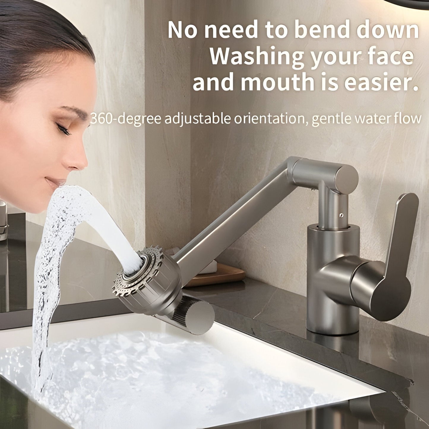 Rotating Kitchen Faucet with Spray and Bubble Function