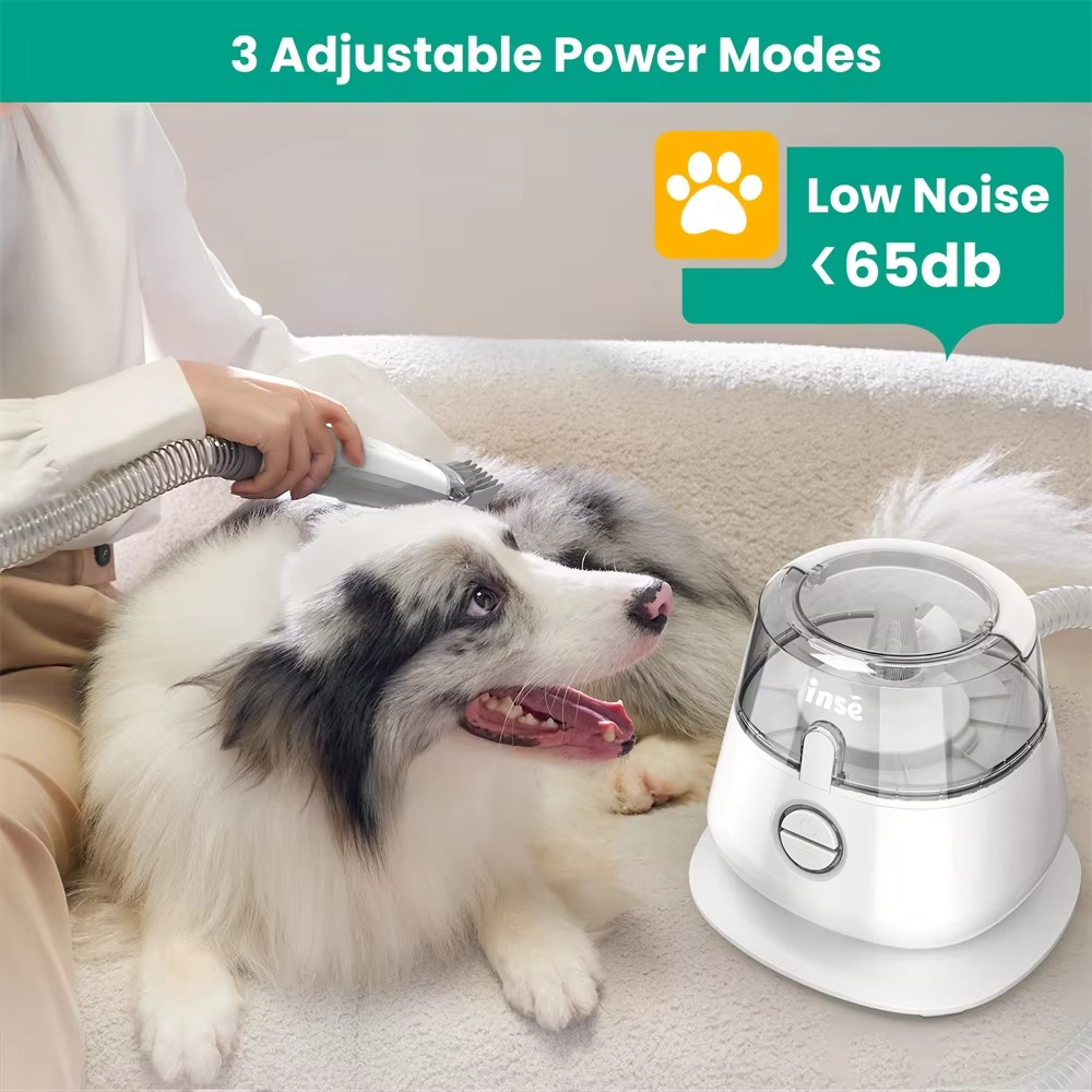 Quiet Pet Grooming Kit with Shedding Tools and Vacuum