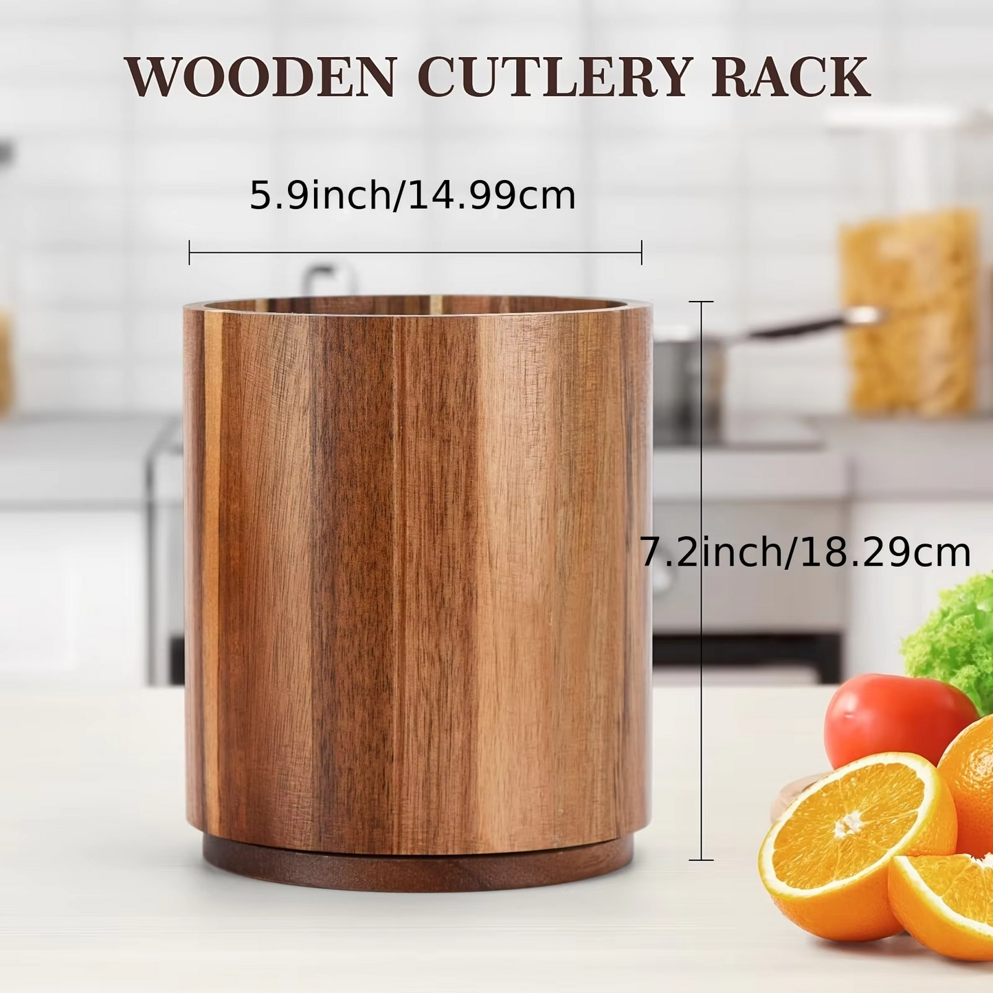 Big Wooden Spoon Organizer with Turntable Base