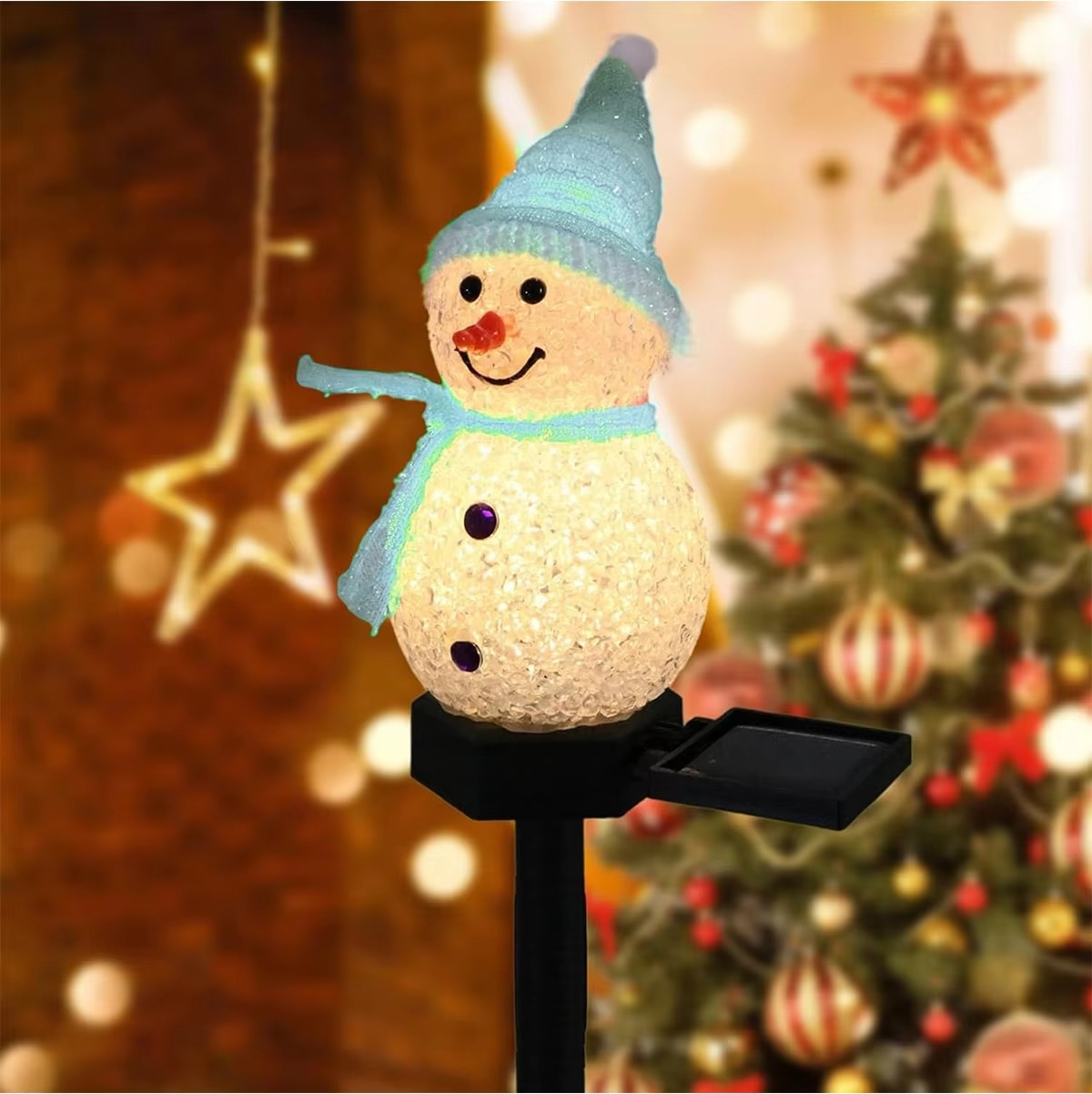 Festive Solar Powered Snowman Yard Light