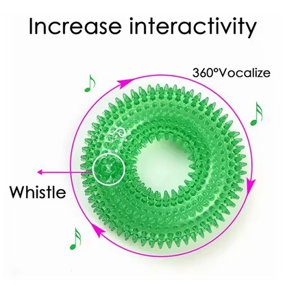 Tough Squeaky Dog Chew Ring - Rubber Dental Toy