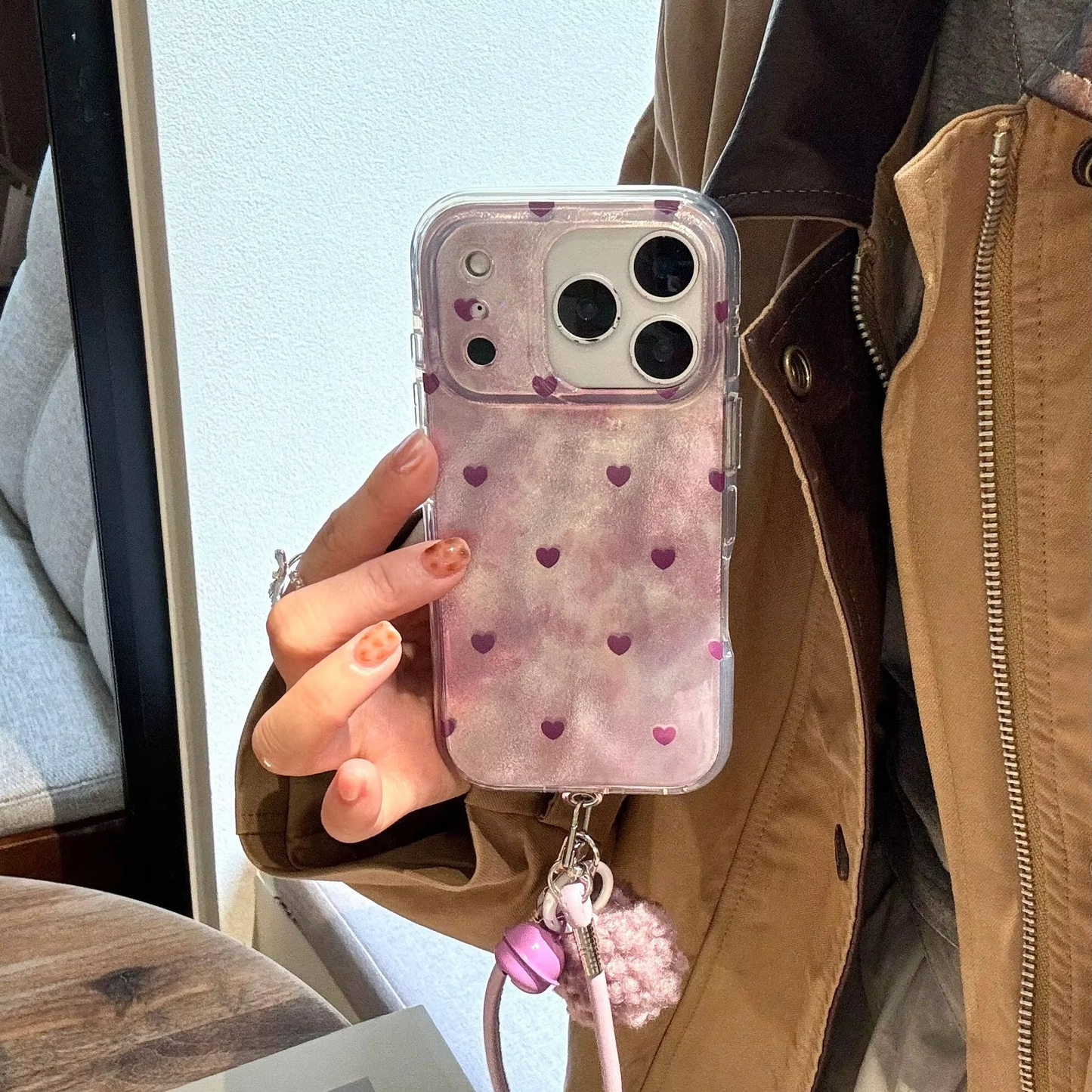 Beautiful Heart Phone Case with Chain