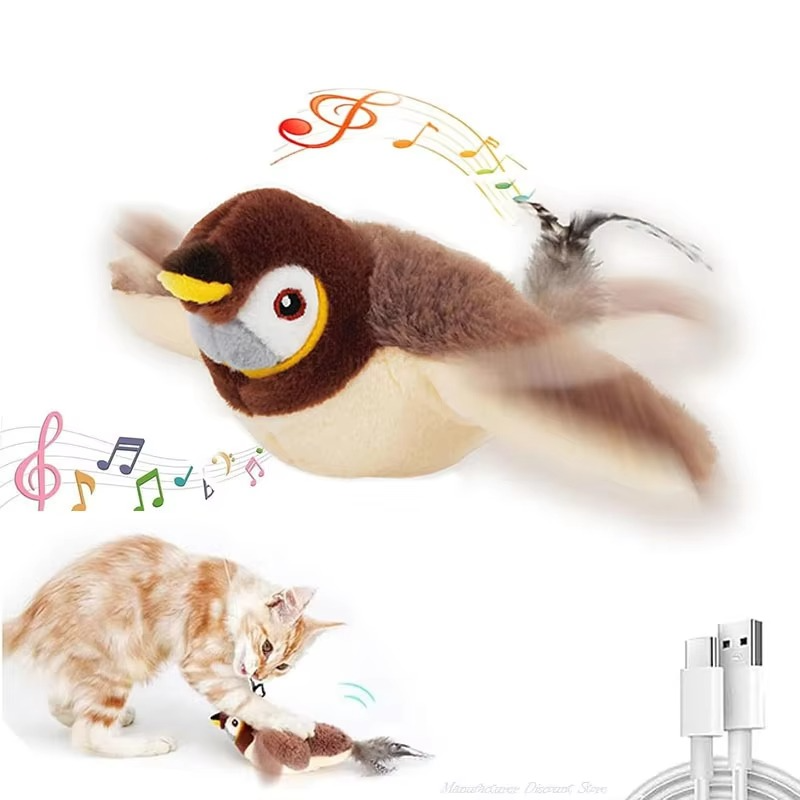Fun Singing Bird Cat Toy with Optional Catnip - Hehif