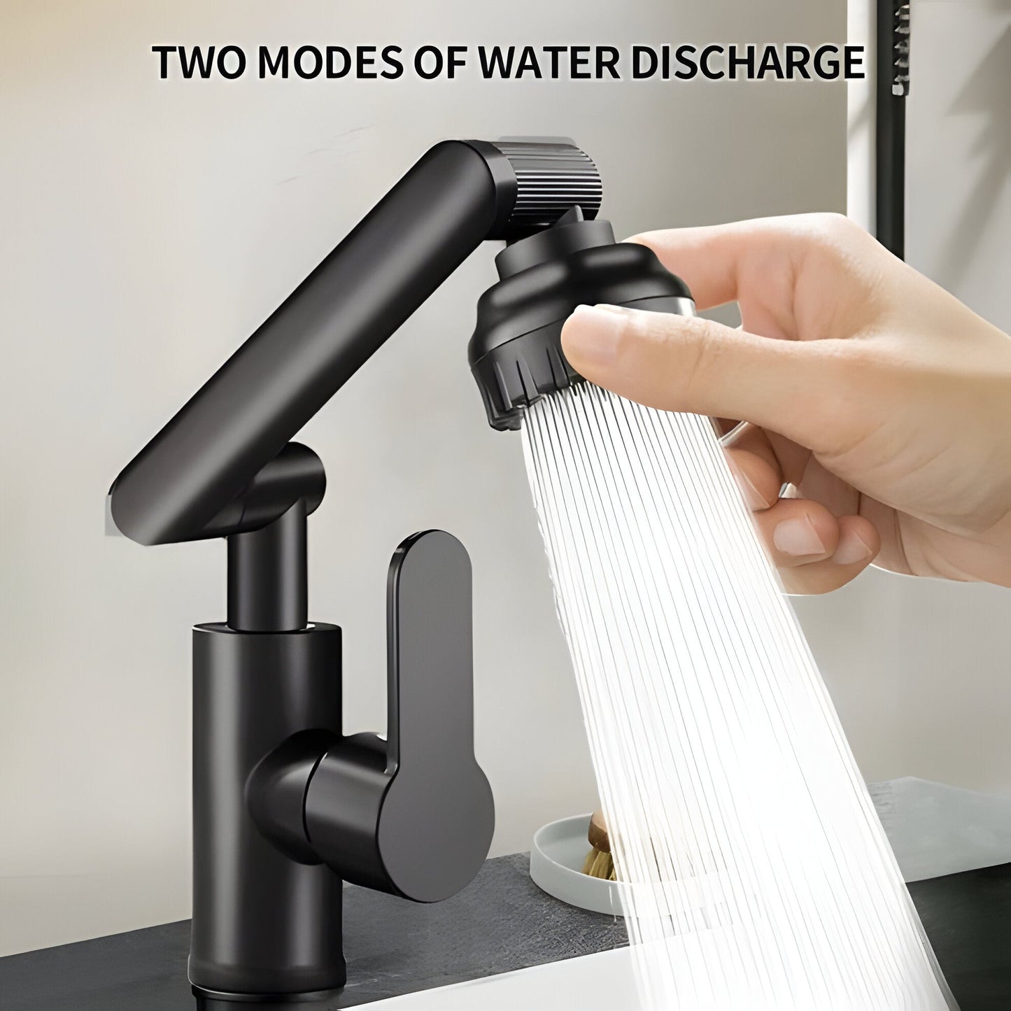Rotating Kitchen Faucet with Spray and Bubble Function
