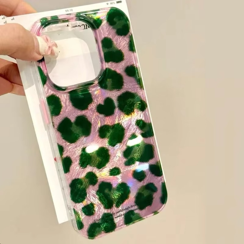 Fashionable Pink Green Animal Print Phone Cover
