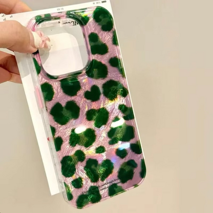 Fashionable Pink Green Animal Print Phone Cover