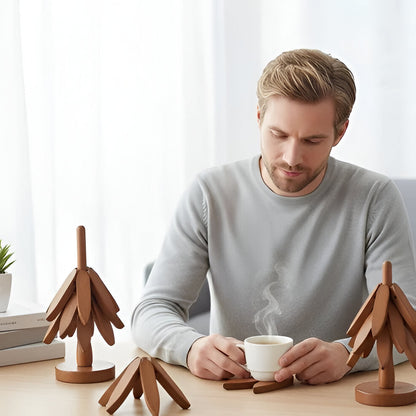 Eco Friendly Bamboo Coaster and Oven Mitt Set - Hehif