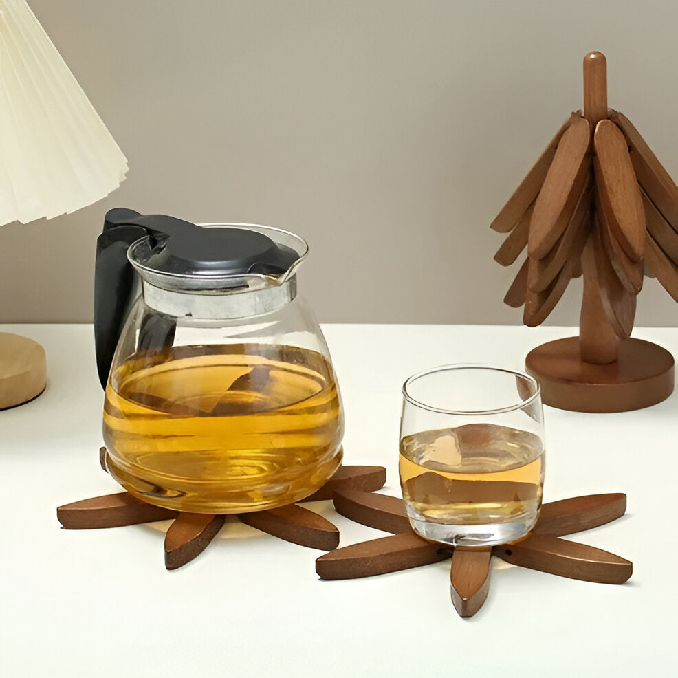 Eco Friendly Bamboo Coaster and Oven Mitt Set