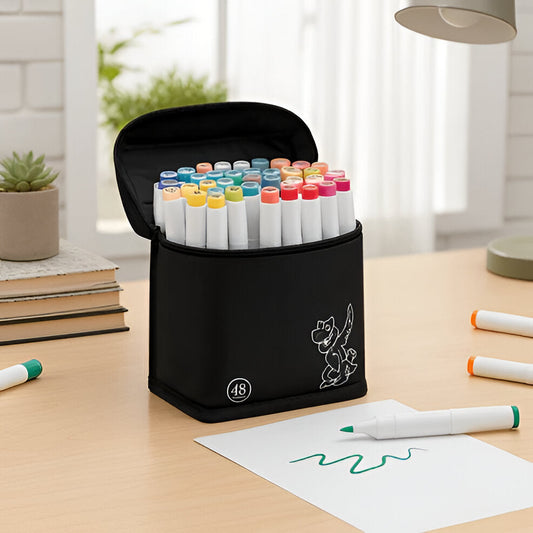 Vibrant Double Tip Art Markers 48 Color Pack - Hehif