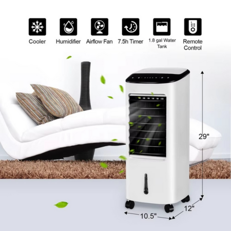 Compact 3-in-1 Air Conditioner Fan Humidifier with Remote