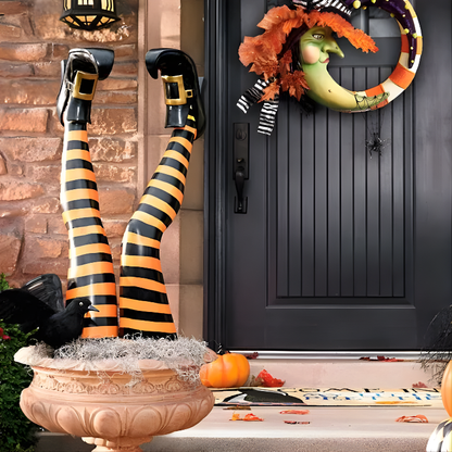 Spooky Witch Legs Garden Halloween Decor, 2 Pack - Hehif