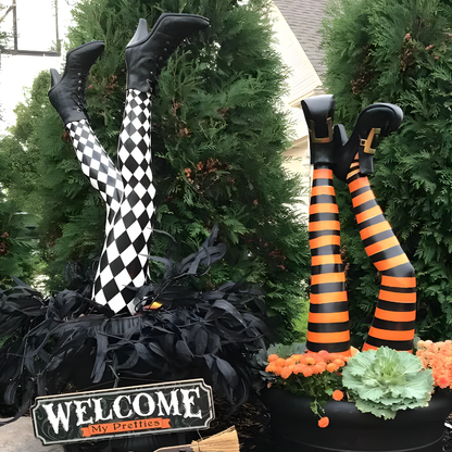 Spooky Witch Legs Garden Halloween Decor, 2 Pack