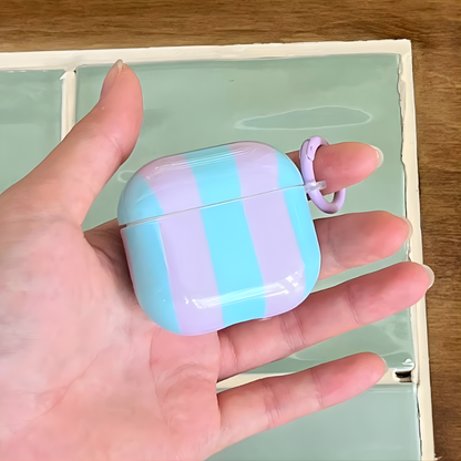 Colorful Striped AirPods Cover with Keychain