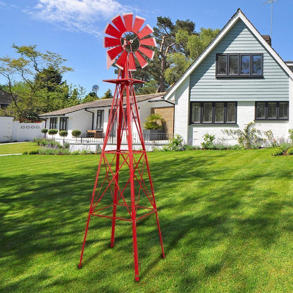 Large 8FT Outdoor Metal Windmill Garden Decor