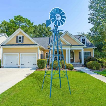Large 8FT Outdoor Metal Windmill Garden Decor