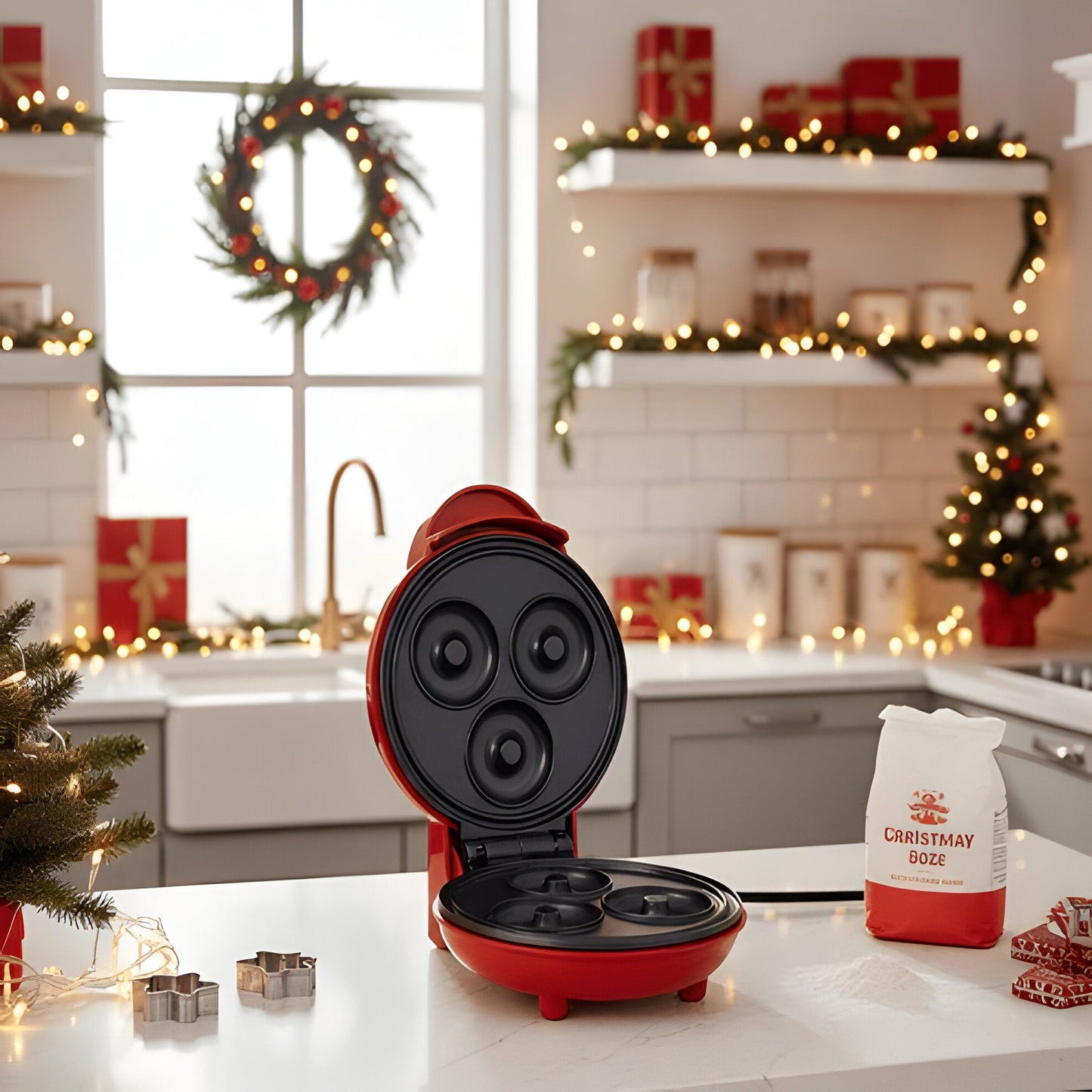 Portable Electric Waffle and Cookie Baker, Small Non-Stick Appliance