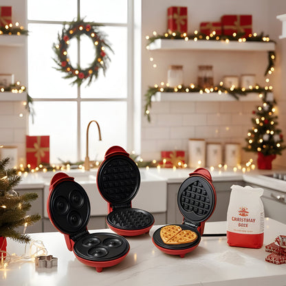 Portable Electric Waffle and Cookie Baker, Small Non-Stick Appliance