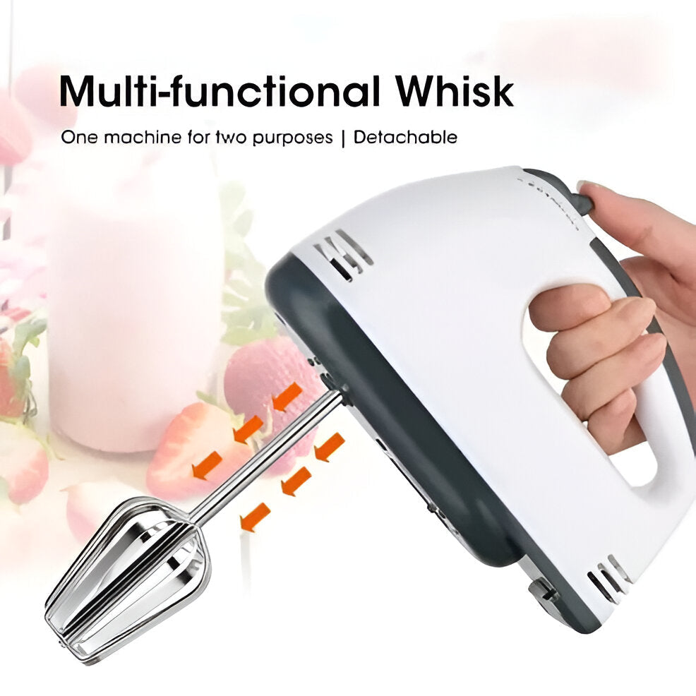 Powerful 7 Speed Hand Mixer with Stainless Steel Attachments