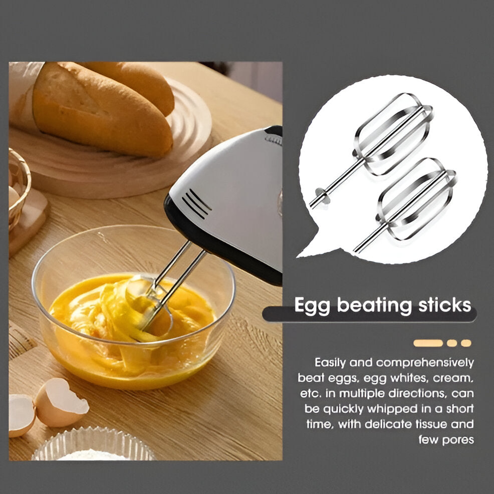 Powerful 7 Speed Hand Mixer with Stainless Steel Attachments