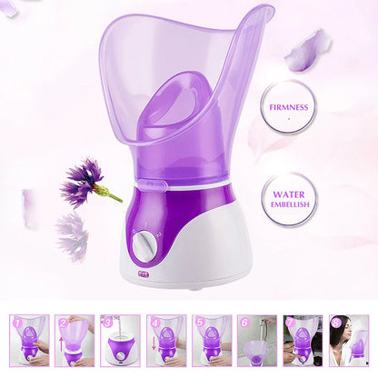 Portable Facial Steamer with Adjustable Heat and Essential Oil Tray