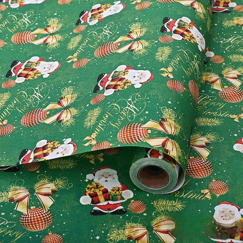 Colorful Holiday Gift Wrap Paper Roll, 16.4ft x 19.7in