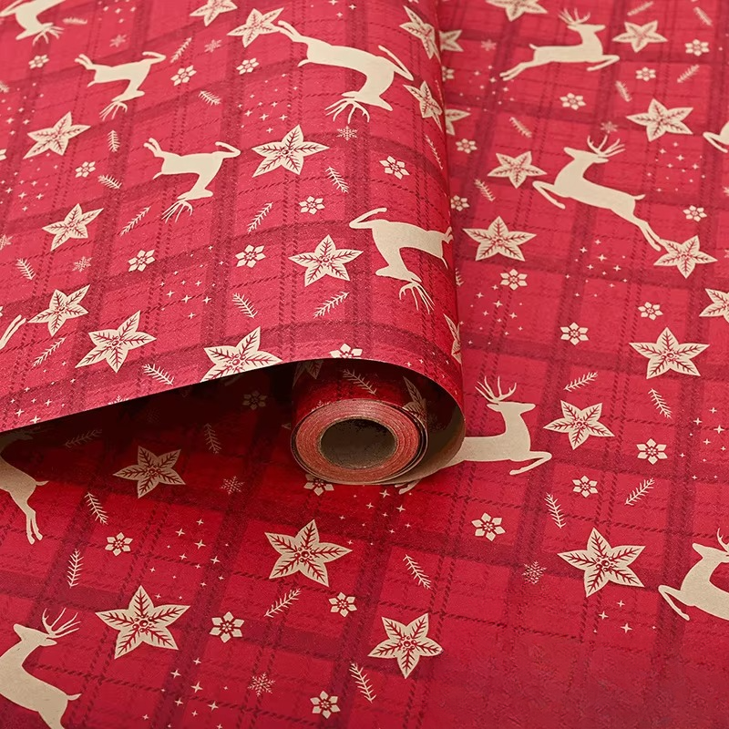 Colorful Holiday Gift Wrap Paper Roll, 16.4ft x 19.7in