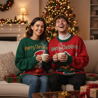 Warm Holiday Sweatshirt for Couples – Soft Knit Sweater