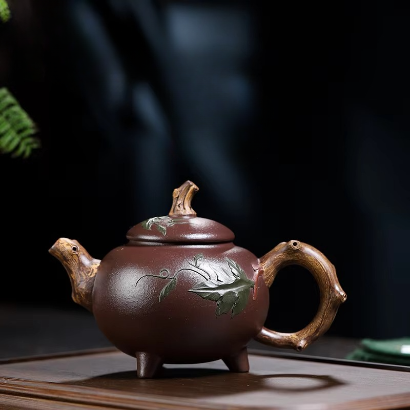 Authentic Chinese Purple Clay Teapot with Unique Gourd Shape