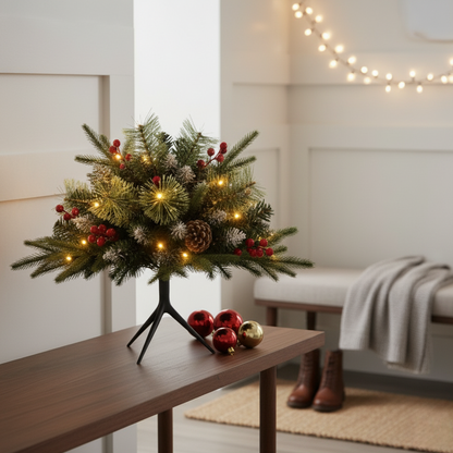 Small Pre-Lit Christmas Tree with Lights and Stable Base