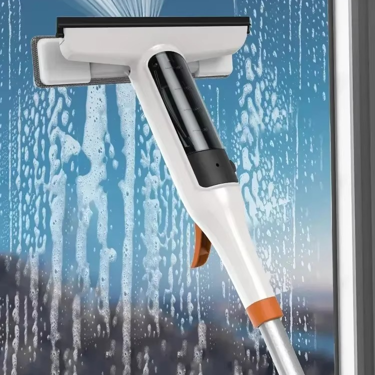 Easy Clean Window Scrubber with Long Handle and Spray