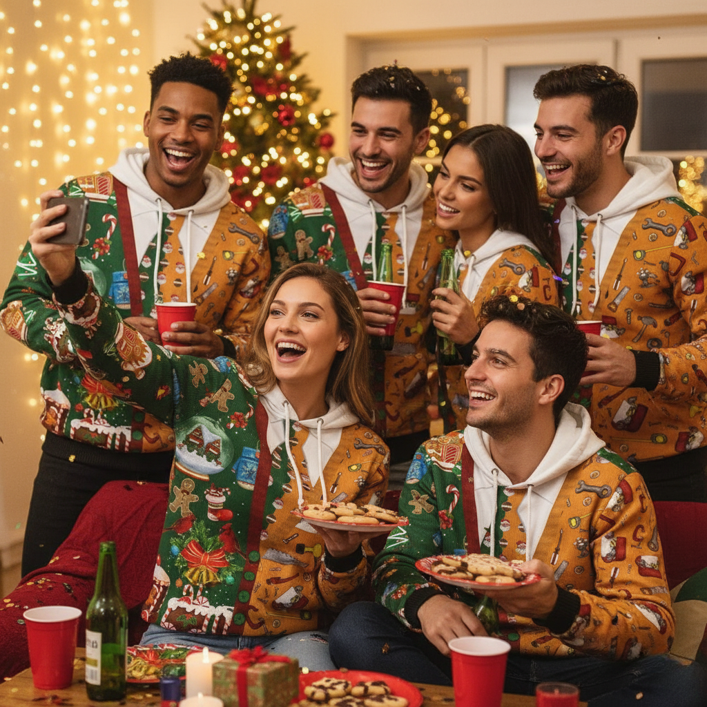 Festive 3D Graphic Christmas Hoodie Sweater