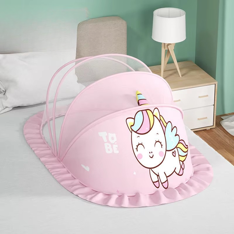 Portable Baby Bed with Canopy and Comfortable Mattress Set