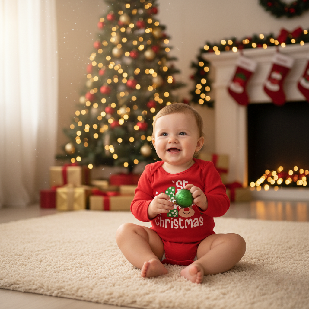 Adorable Holiday Reindeer Baby Onesie