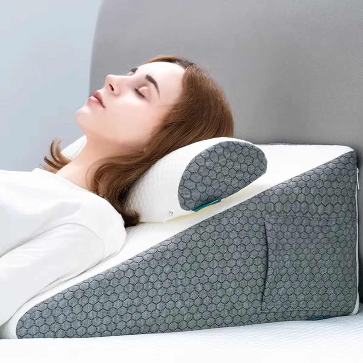 Supportive Foam Contour Wedge Pillows with Cooling Covers - Hehif