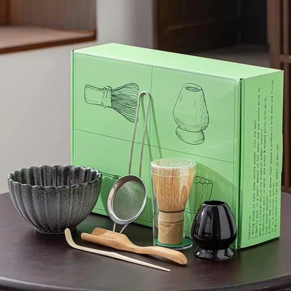 Traditional Green Tea Set with Whisk and Bowl