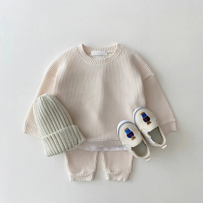 Soft Baby Boy Waffle Cotton Sweat Suit Set