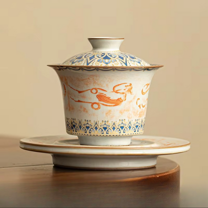 Delicate Chinese Ceramic Tea Set with Lid