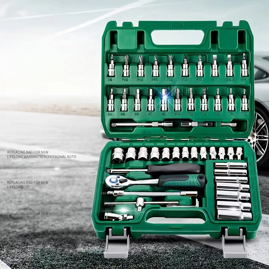 Complete Auto Tool Kit with Sockets and Wrench Set - Hehif