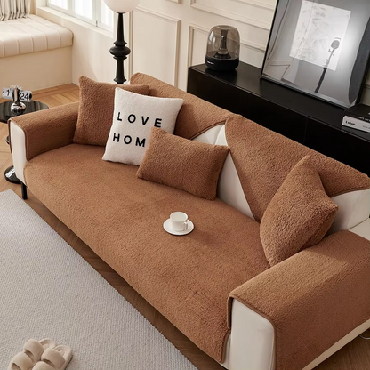 Cozy Fleece Sofa Throw, Grip Bottom Furniture Protector