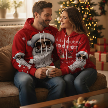 Fun Animated Reindeer 3D Hooded Sweatshirt